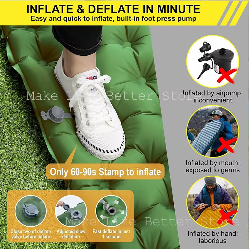 Inflatable Mattress with Built-In Pillow Pump 200X140Cm Outdoor Sleeping Bed Vehicle Inflatable Cushion Tourist Mattress