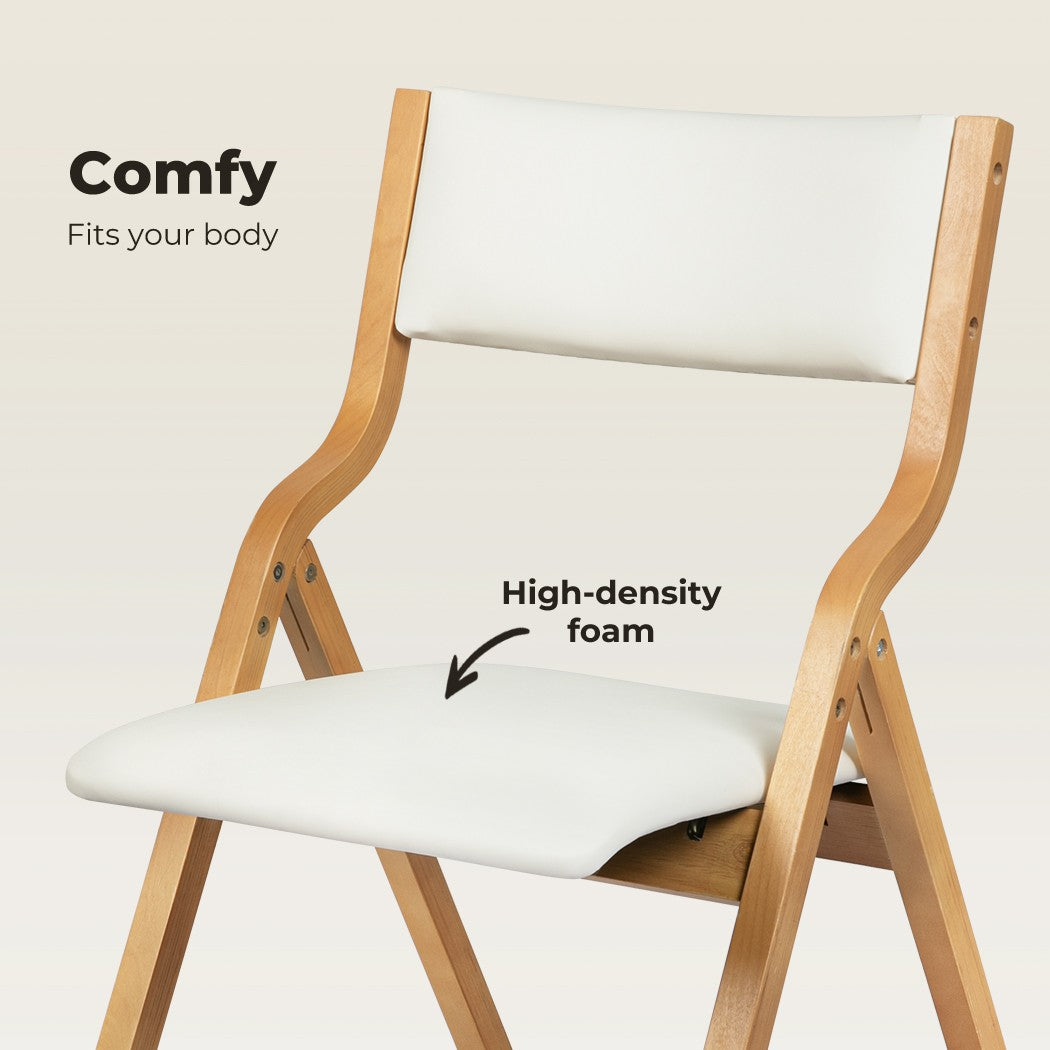 Levede 2X Dining Chairs Foldable PU Leather Kitchen Chair Lounge Room Vintage