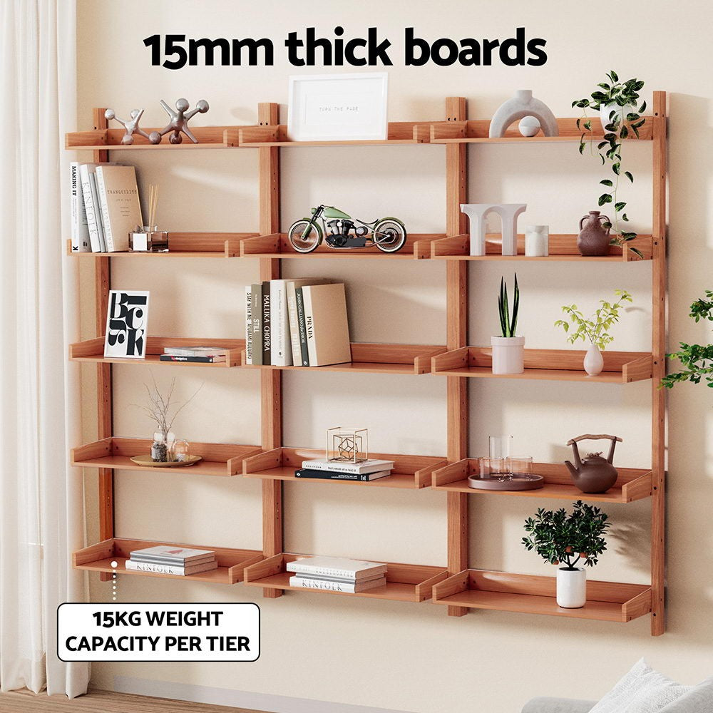 Artiss Bookshelf Floating 5-Tier Display Book Shelves Storage Bookcase Oak CAPIZ