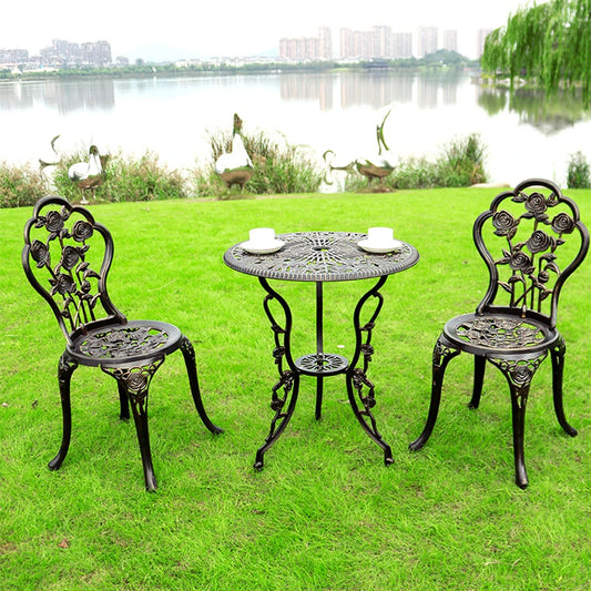 Outdoor Table and Chair 3-Piece Set Balcony Furniture Metal Furniture Cast Aluminum Garden Furniture Patio Table and Chairs