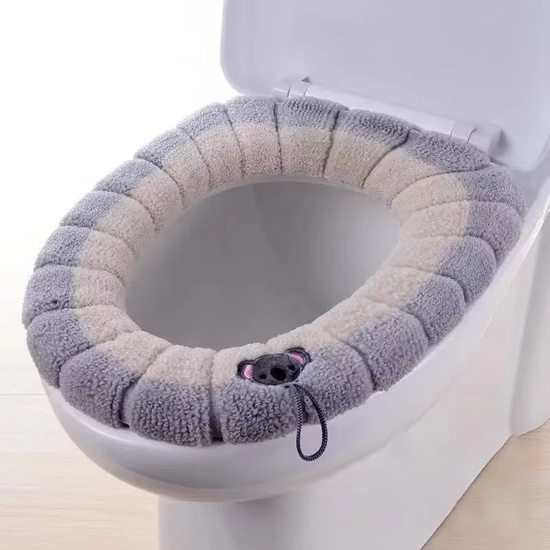 Winter Toilet Seat Cushions Bathroom Toilet Seat Cushions Handle Thicker Soft Washers with Toilet Seat Insulation Accessories