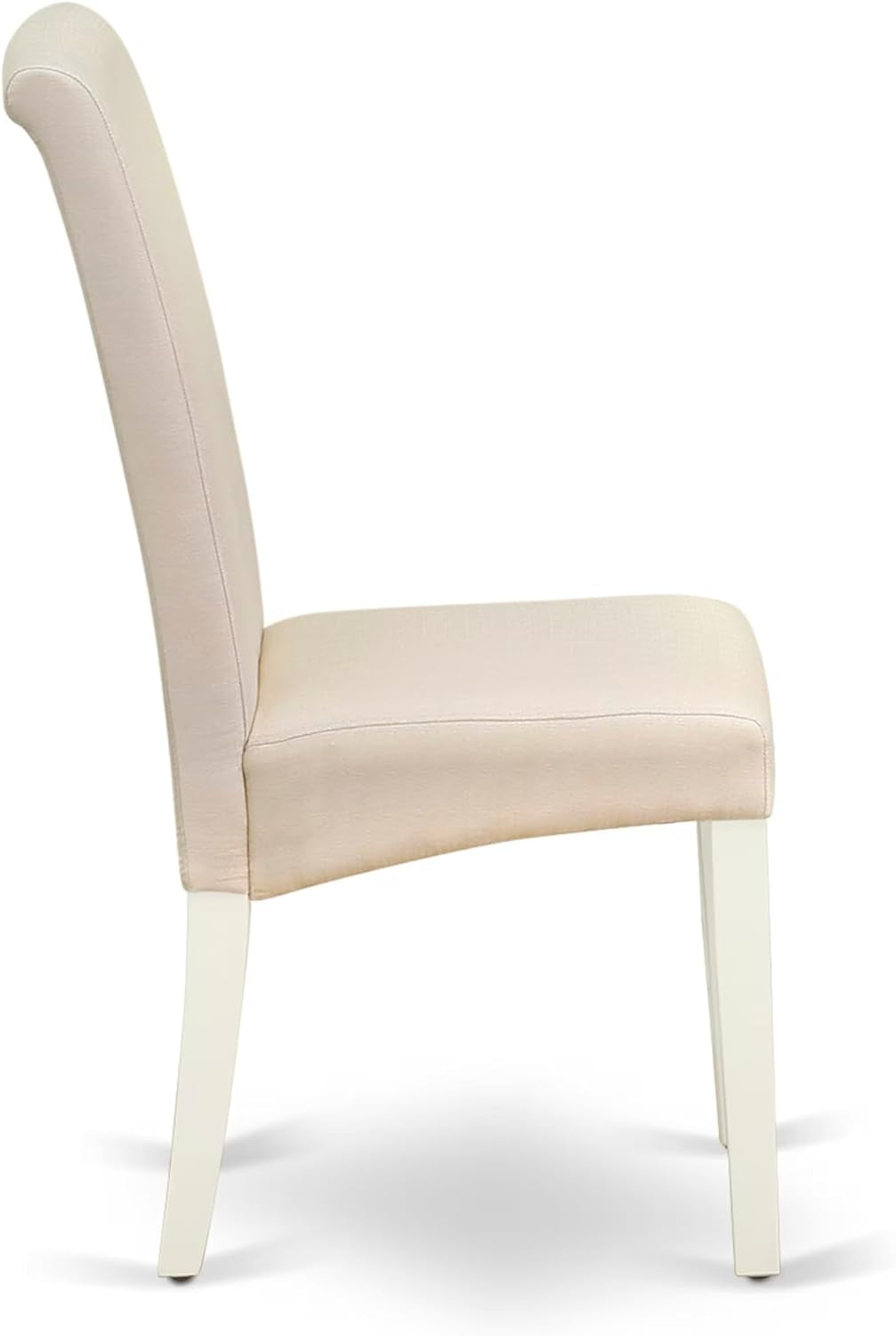 BOBA5-WHI-01 5 Piece Modern Dining Table Set Includes a round Kitchen Table and 4 Cream Linen Fabric Parsons Dining Chairs, 42X42 Inch, Linen White