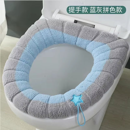 Winter Toilet Seat Cushions Bathroom Toilet Seat Cushions Handle Thicker Soft Washers with Toilet Seat Insulation Accessories