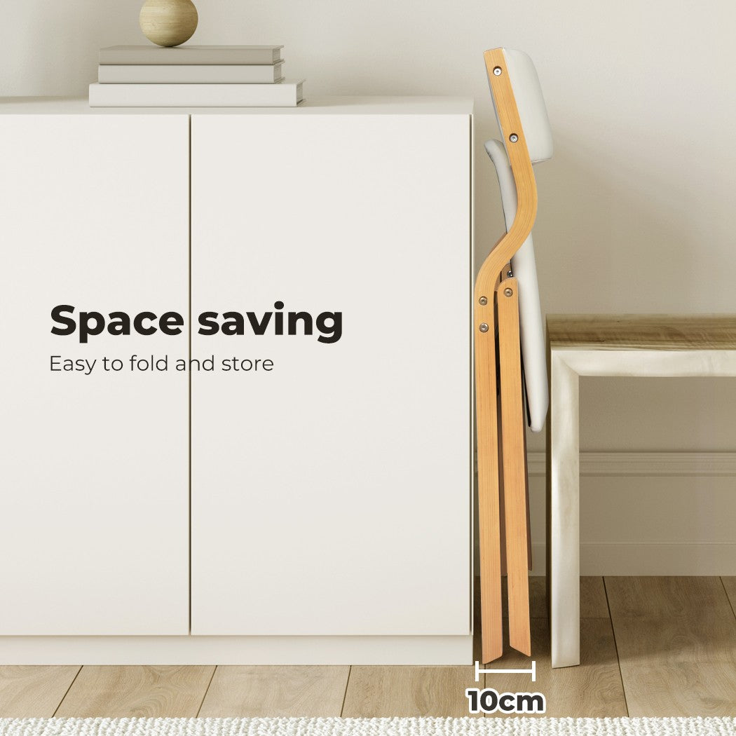 Levede 2X Dining Chairs Foldable PU Leather Kitchen Chair Lounge Room Vintage