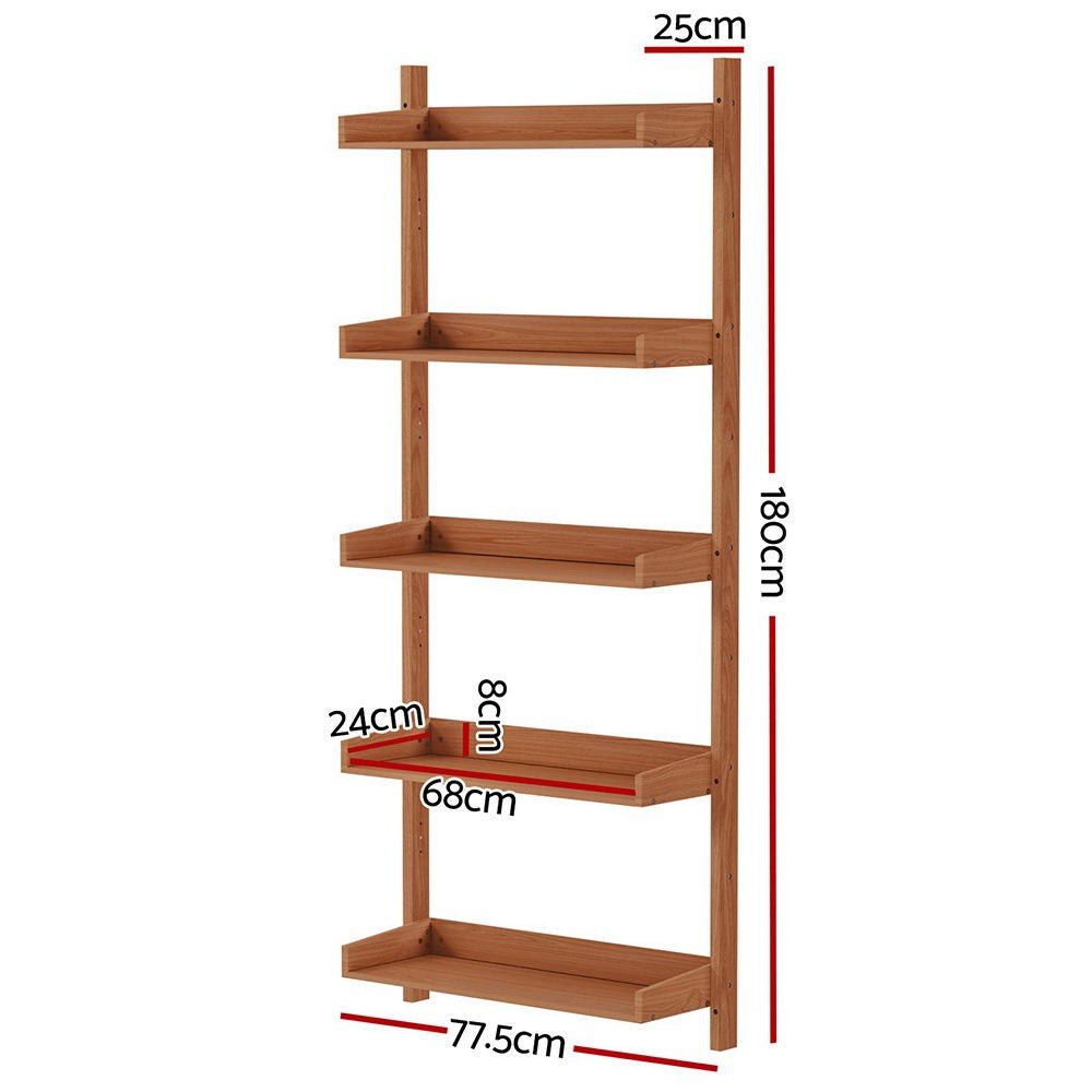 Artiss Bookshelf Floating 5-Tier Display Book Shelves Storage Bookcase Oak CAPIZ