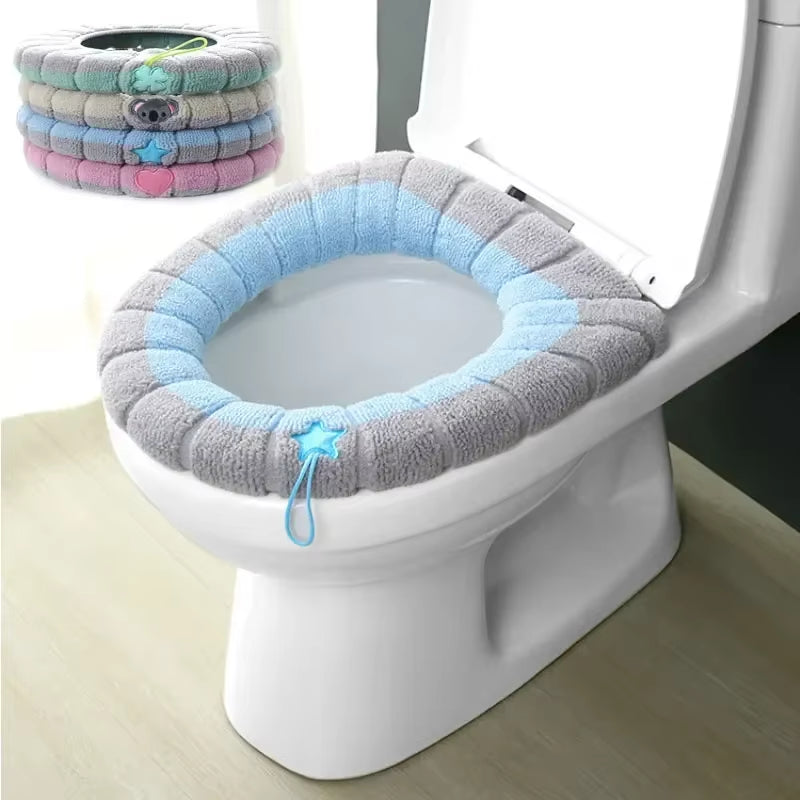 Winter Toilet Seat Cushions Bathroom Toilet Seat Cushions Handle Thicker Soft Washers with Toilet Seat Insulation Accessories