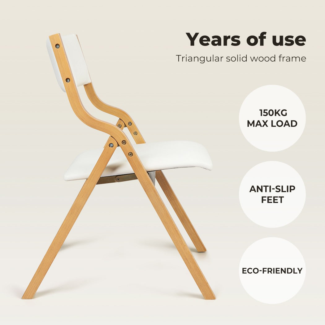 Levede 2X Dining Chairs Foldable PU Leather Kitchen Chair Lounge Room Vintage