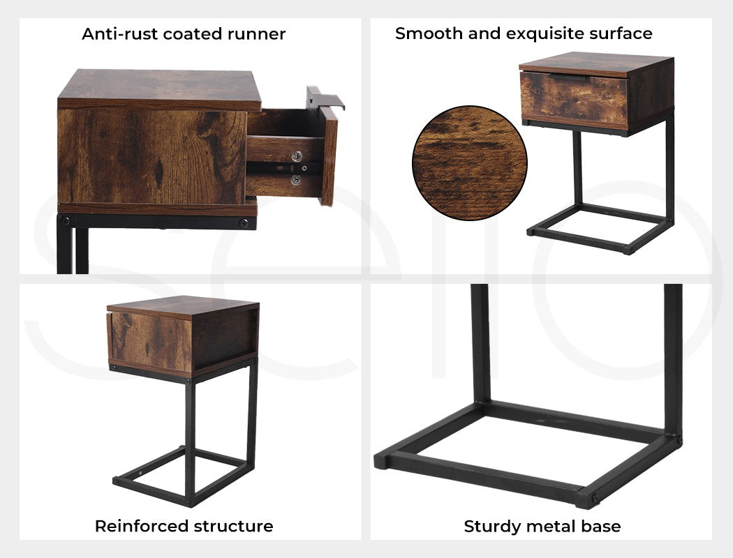 Levede Bedside Tables Side End Table Wood Nightstand Storage Drawers Cabinet