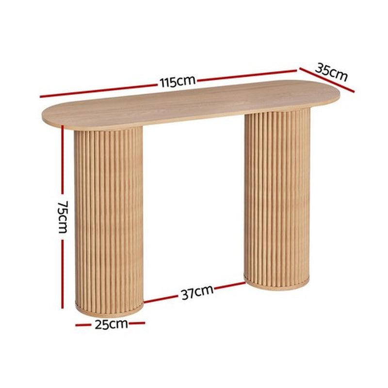 Artiss Console Table Oval Wooden Entry Table Hallway Tables Furniture 115CM Pine