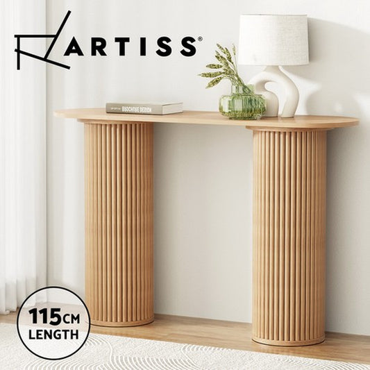 Artiss Console Table Oval Wooden Entry Table Hallway Tables Furniture 115CM Pine