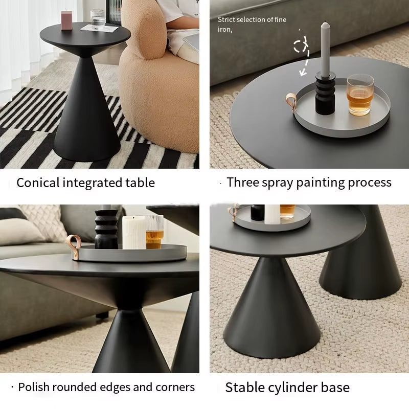 Round Light Luxury Metal Coffee Table Living Room Furniture Sofa Side Table a Few Balcony Tea Table Bedroom Nightstand