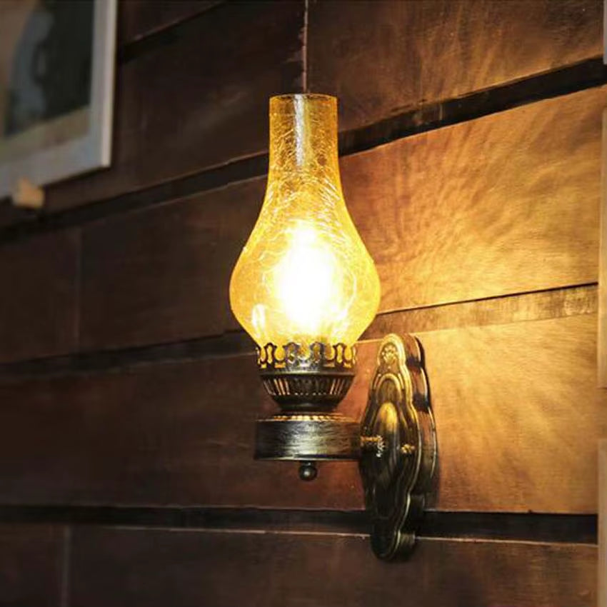 Nordic Vintage Kerosene Creative Sconces Wall Lamps Glass Lampshade Iron Wall Light for Restaurant Aisle Bedroom Bedside Lamps